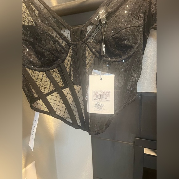 black shimmer bustier top - Picture 1 of 3